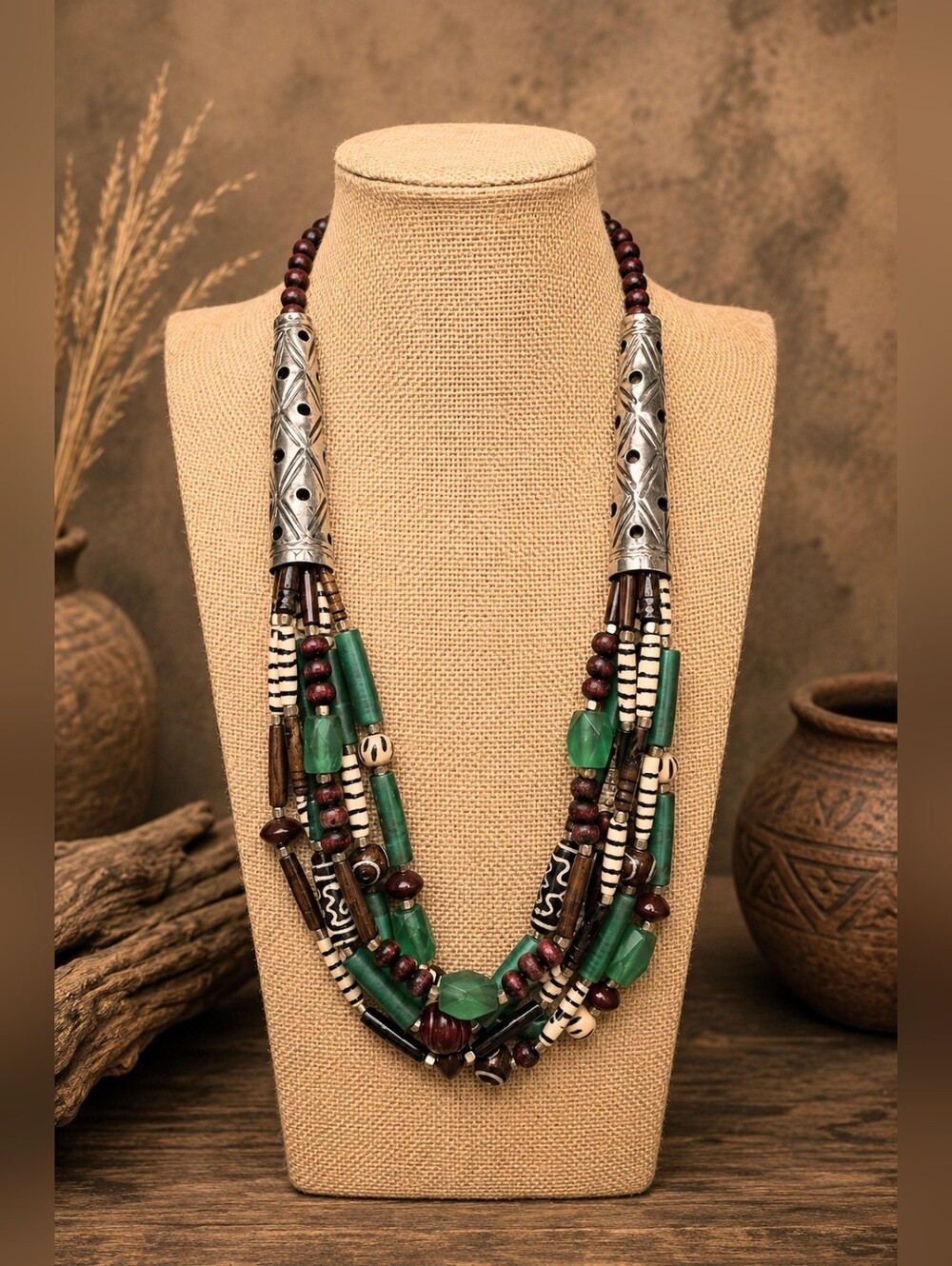 Vintage Multi-Strand Tribal Necklace